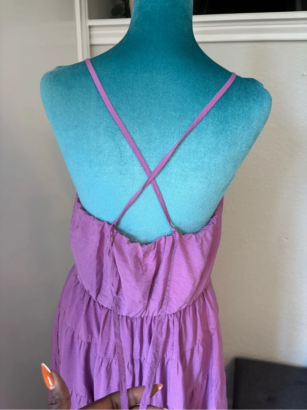 Abercrombie & Fitch Lavender Tiered V-Neck Maxi Dress